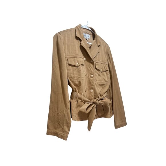 Emanuel Ungaro Safari Double Breasted Blazer Jacket Large Brown Equestrian Ridin - Picture 12 of 16